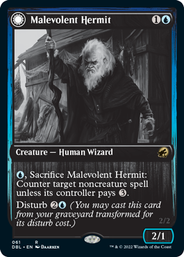 Malevolent Hermit // Benevolent Geist [Innistrad: Double Feature] | Golgari Games