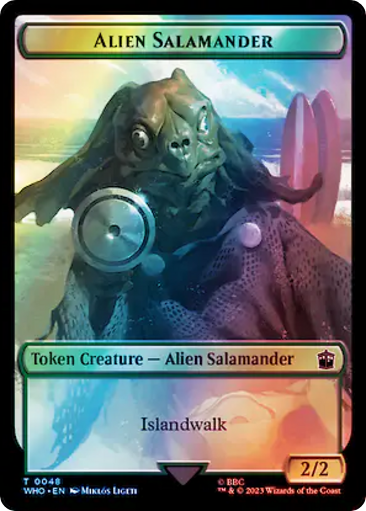 Alien // Alien Salamander Double-Sided Token (Surge Foil) [Doctor Who Tokens] | Golgari Games