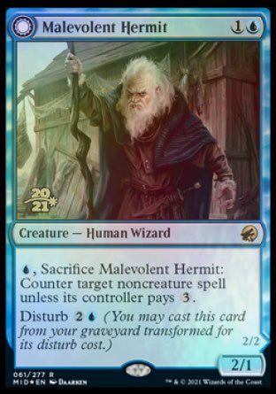 Malevolent Hermit // Benevolent Geist [Innistrad: Midnight Hunt Prerelease Promos] | Golgari Games