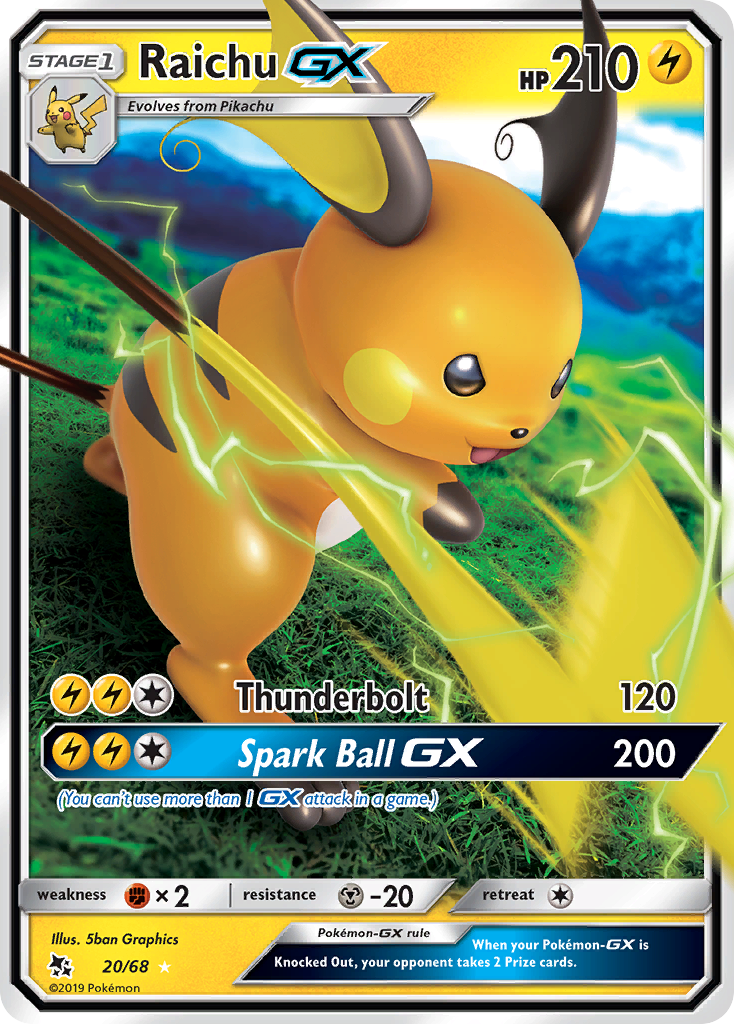 Raichu GX (20/68) [Sun & Moon: Hidden Fates] | Golgari Games