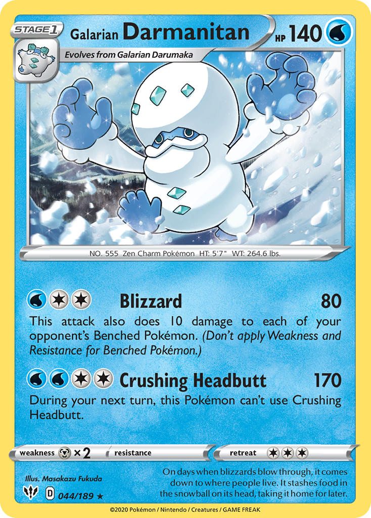 Galarian Darmanitan (044/189) (Cracked Ice Holo) (Theme Deck Exclusive) [Sword & Shield: Darkness Ablaze] | Golgari Games