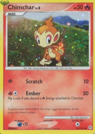 Chimchar (76/130) (Cosmos Holo) [Diamond & Pearl: Base Set] | Golgari Games