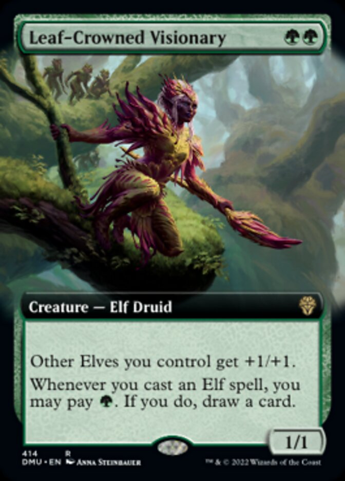 Leaf-Crowned Visionary (Extended Art) [Dominaria United] | Golgari Games