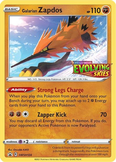 Galarian Zapdos (SWSH124) (Prerelease Promo) [Sword & Shield: Black Star Promos] | Golgari Games