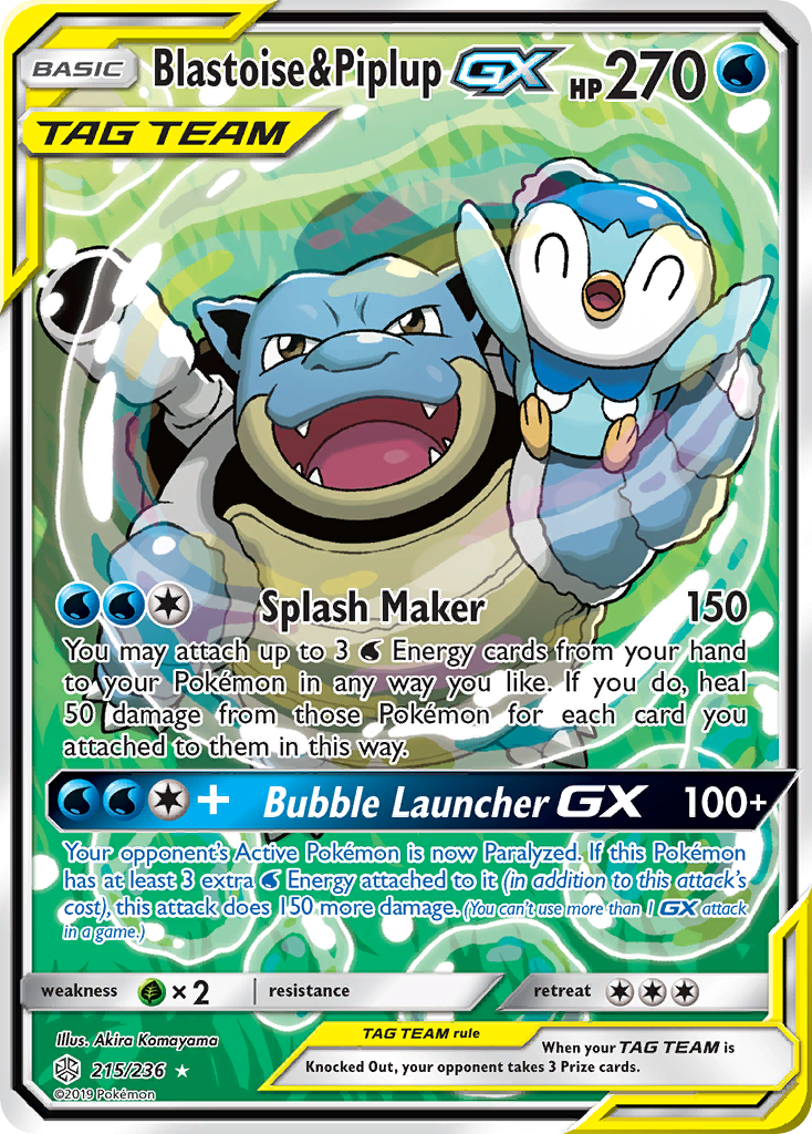 Blastoise & Piplup GX (215/236) [Sun & Moon: Cosmic Eclipse] | Golgari Games