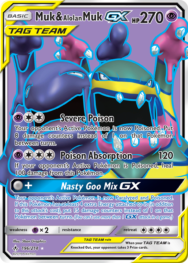 Muk & Alolan Muk GX (196/214) [Sun & Moon: Unbroken Bonds] | Golgari Games