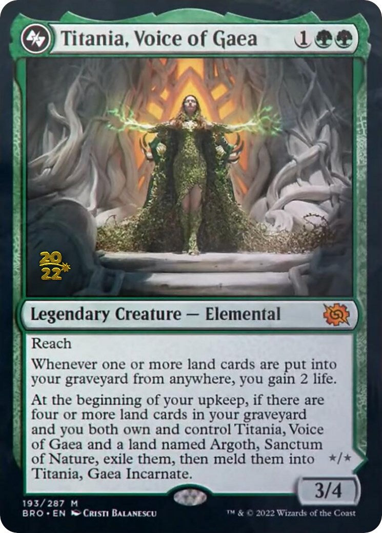 Titania, Voice of Gaea [The Brothers' War Prerelease Promos] | Local Legends