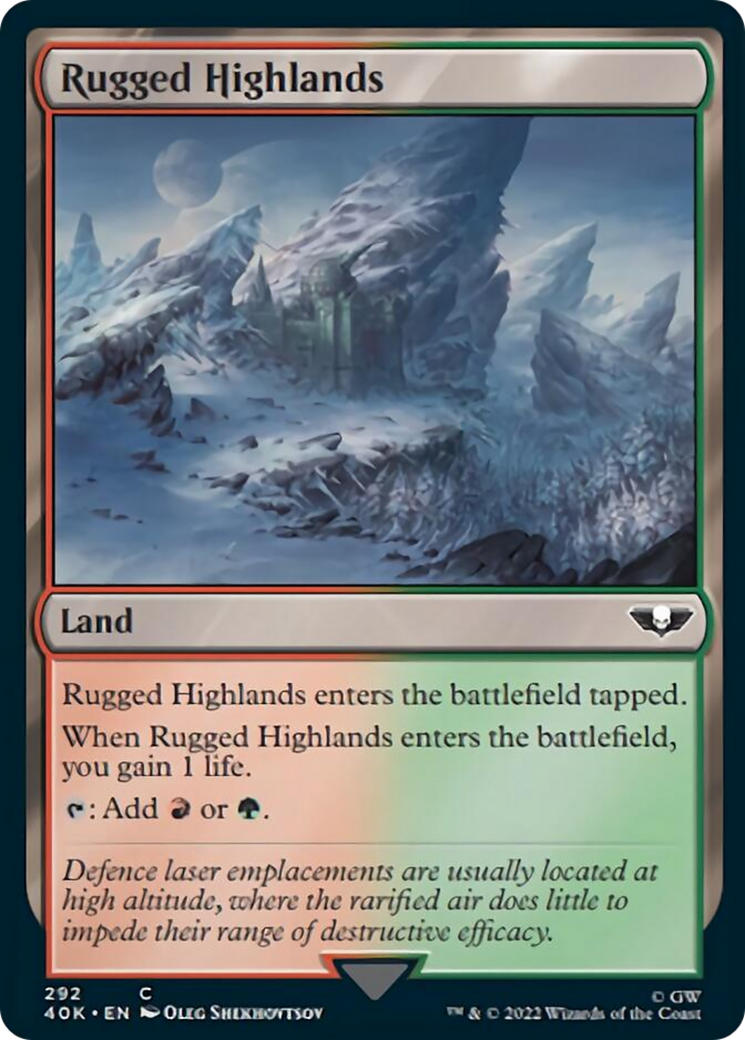 Rugged Highlands (Surge Foil) [Universes Beyond: Warhammer 40,000] | Local Legends