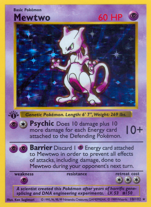 Mewtwo (10/102) (Shadowless) [Base Set 1st Edition] | Golgari Games