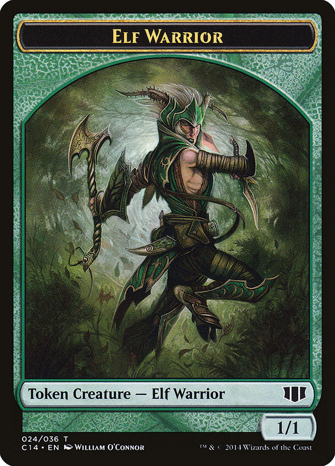 Elephant // Elf Warrior Double-sided Token [Commander 2014 Tokens] | Golgari Games