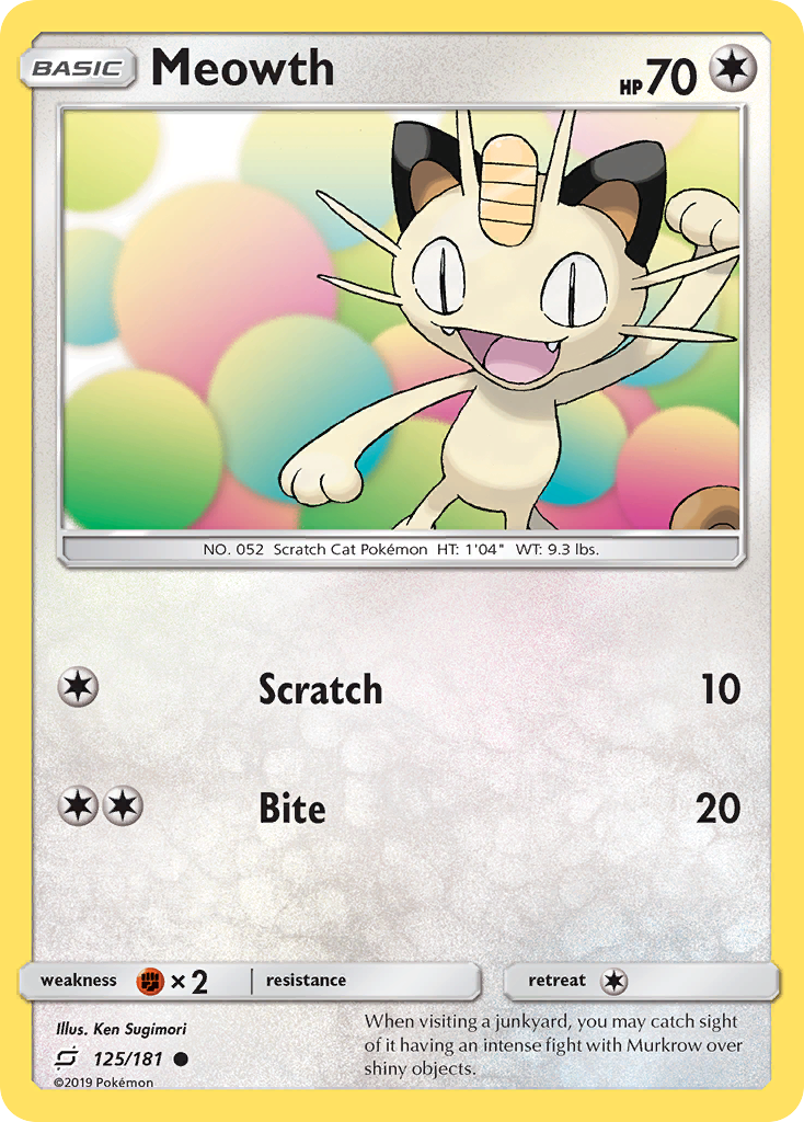 Meowth (125/181) [Sun & Moon: Team Up] | Golgari Games