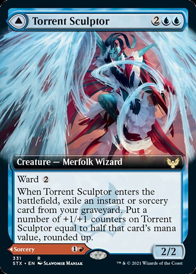 Torrent Sculptor // Flamethrower Sonata (Extended Art) [Strixhaven: School of Mages] | Golgari Games