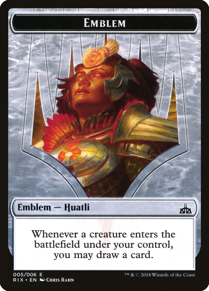 Huatli, Radiant Champion Emblem [Rivals of Ixalan Tokens] | Local Legends