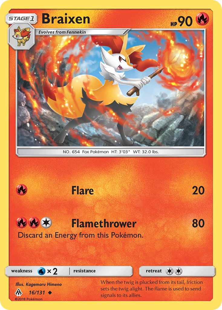 Braixen (16/131) [Sun & Moon: Forbidden Light] | Golgari Games