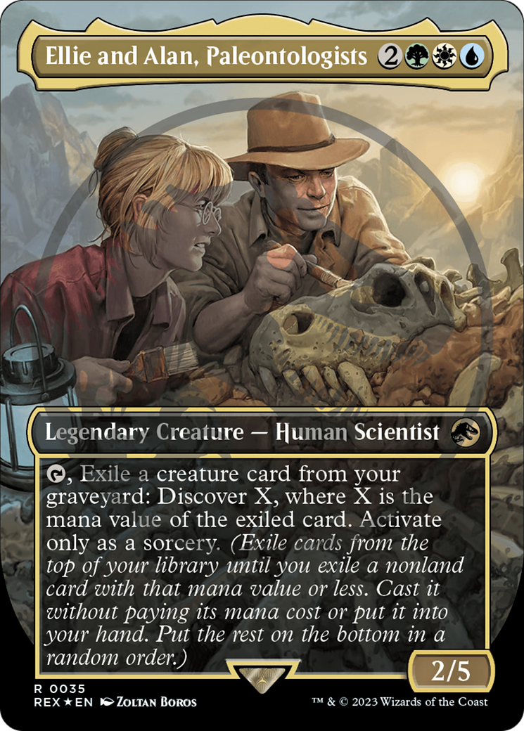 Ellie and Alan, Paleontologists Emblem (Borderless) [Jurassic World Collection Tokens] | Golgari Games