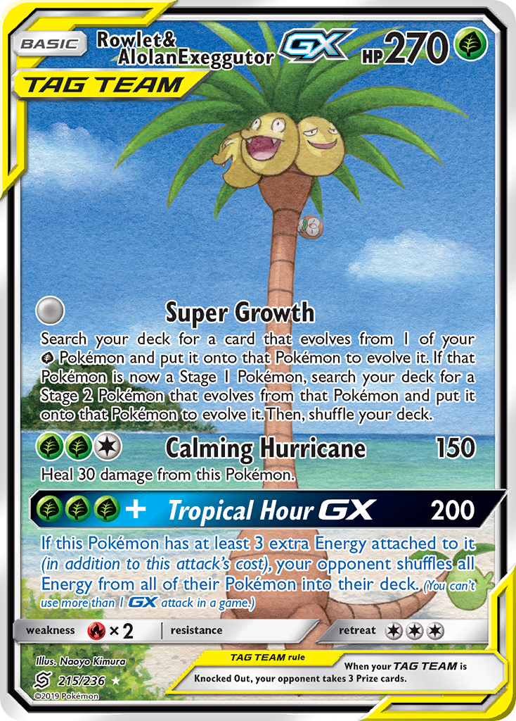 Rowlet & Alolan Exeggutor GX (215/236) [Sun & Moon: Unified Minds] | Golgari Games