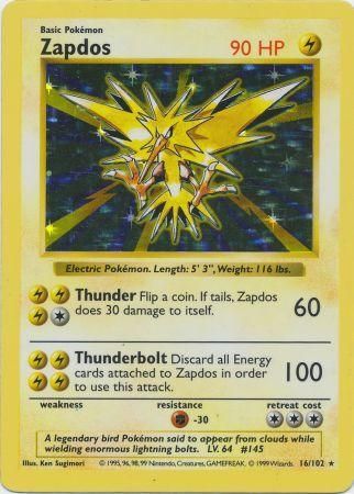 Zapdos (16/102) [Base Set Shadowless Unlimited] | Golgari Games