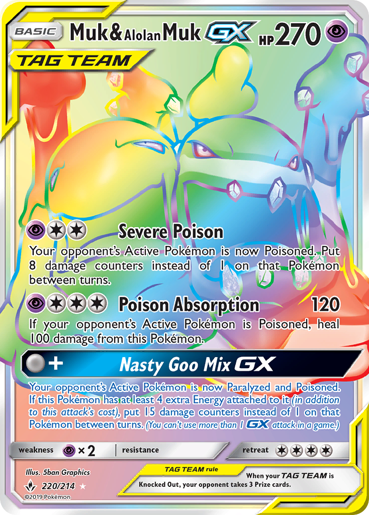 Muk & Alolan Muk GX (220/214) [Sun & Moon: Unbroken Bonds] | Golgari Games