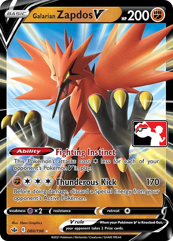 Galarian Zapdos V (080/198) [Prize Pack Series One] | Golgari Games