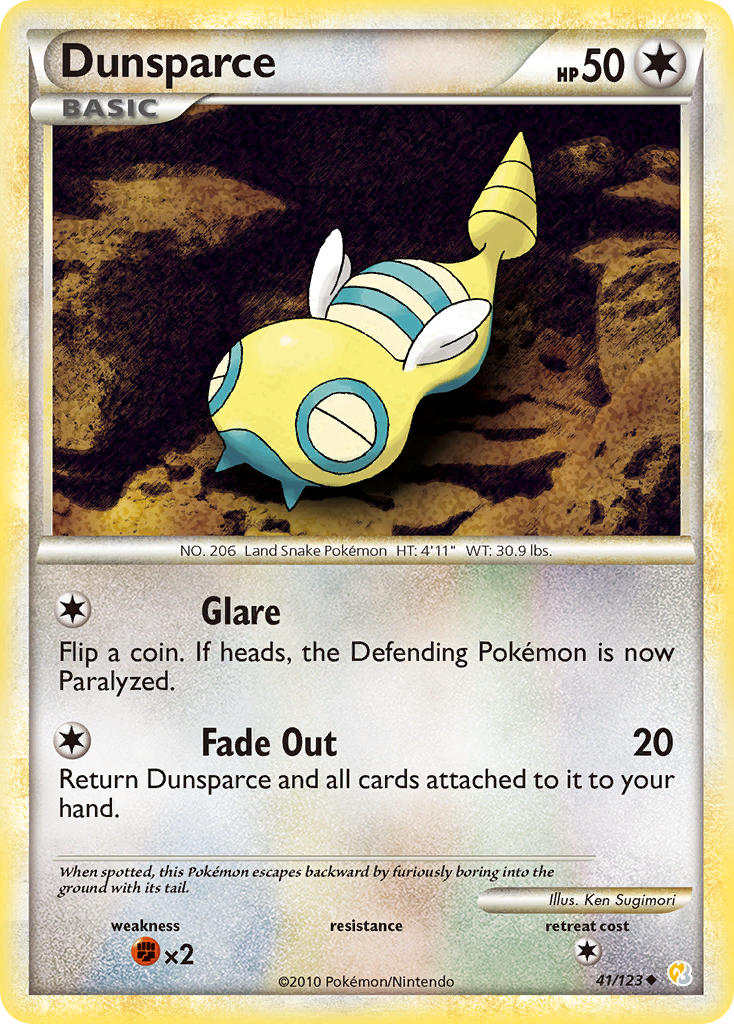 Dunsparce (41/123) [HeartGold & SoulSilver: Base Set] | Golgari Games