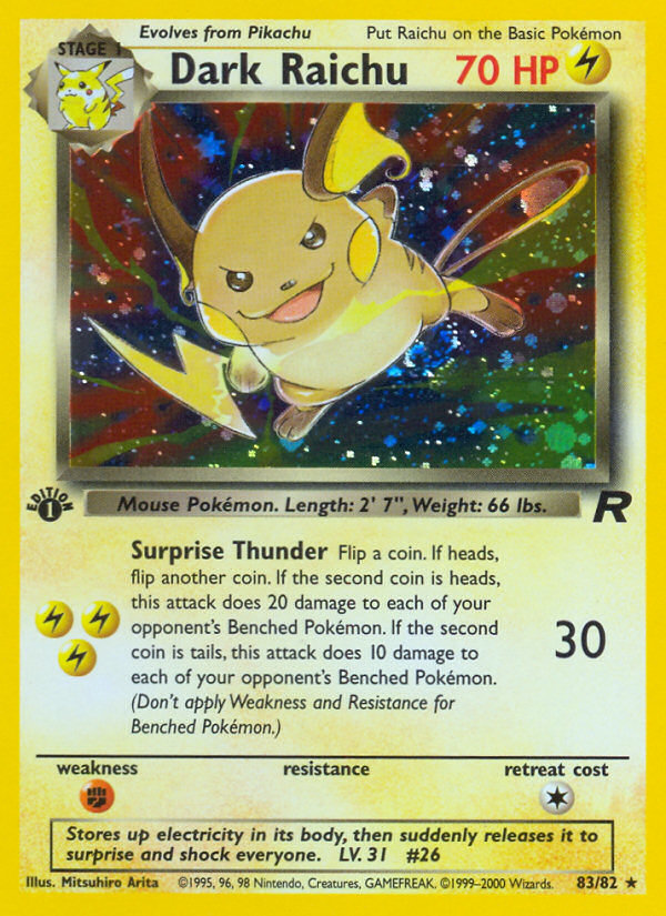 Dark Raichu (83/82) [Team Rocket 1st Edition] | Golgari Games