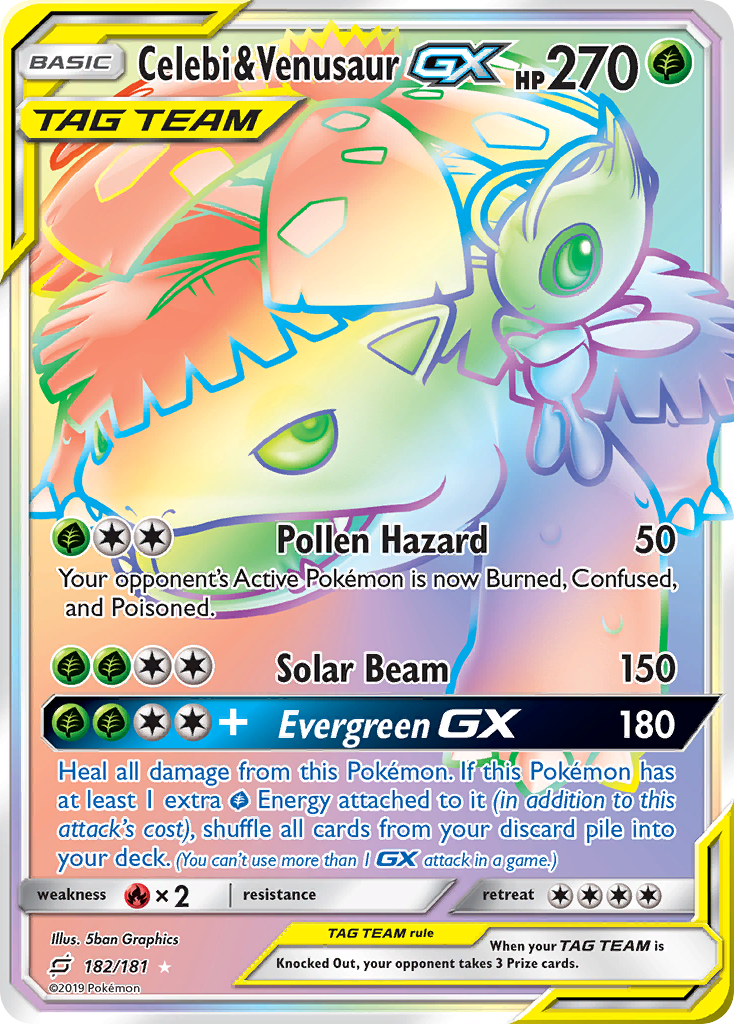 Celebi & Venusaur GX (182/181) [Sun & Moon: Team Up] | Golgari Games