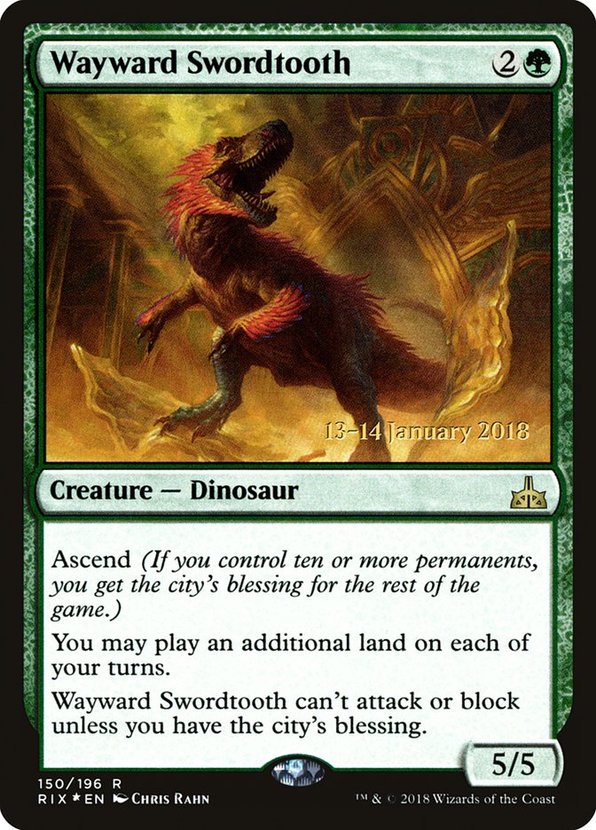 Wayward Swordtooth [Rivals of Ixalan Prerelease Promos] | Golgari Games