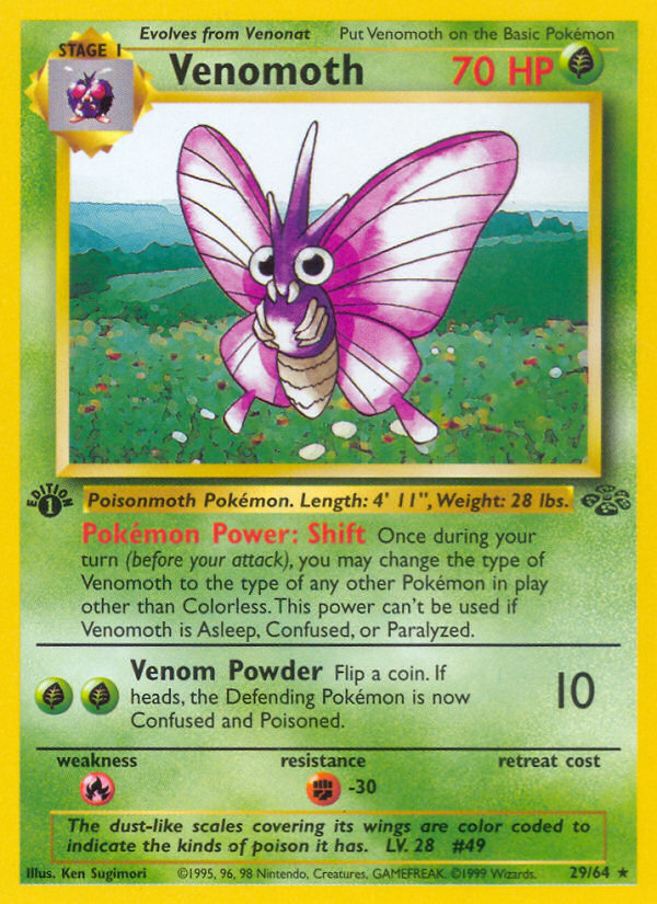 Venomoth (29/64) [Jungle 1st Edition] | Golgari Games