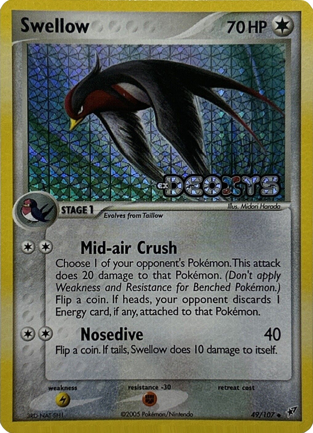 Swellow (49/107) (Stamped) [EX: Deoxys] | Golgari Games