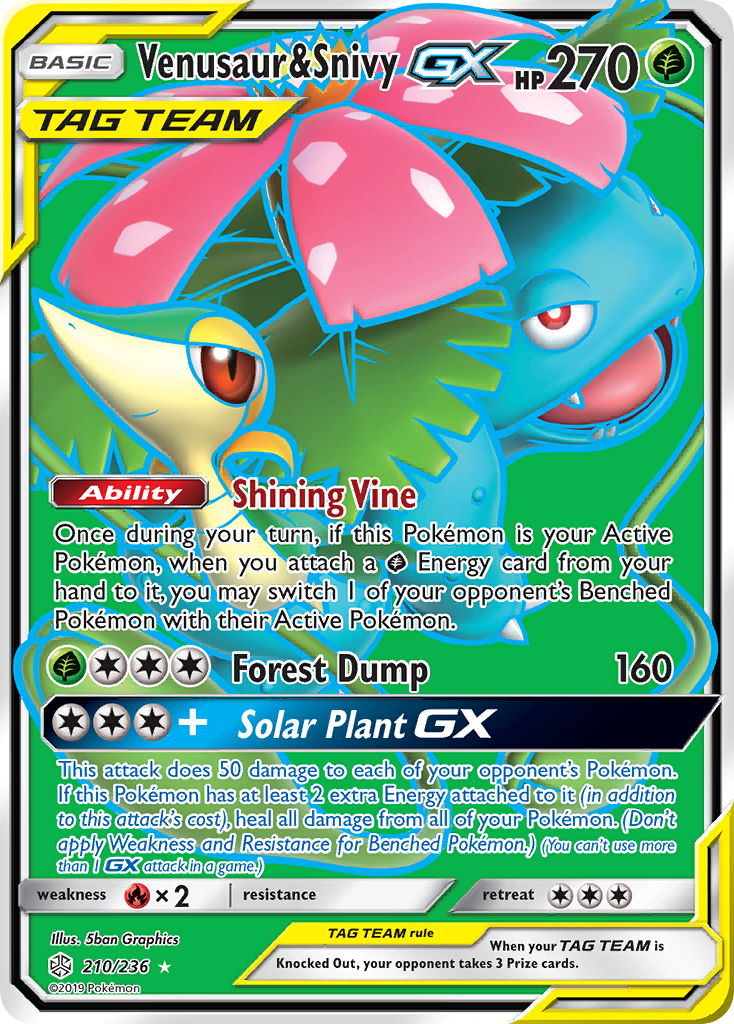 Venusaur & Snivy GX (210/236) [Sun & Moon: Cosmic Eclipse] | Golgari Games