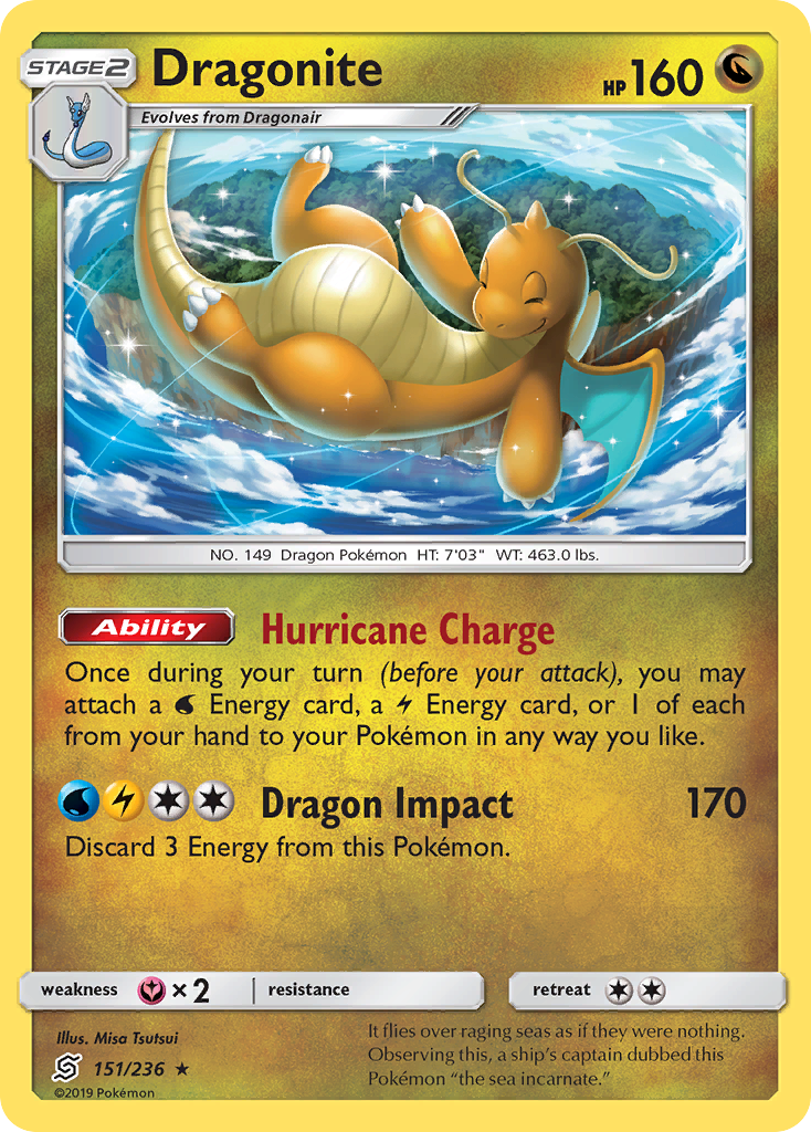 Dragonite (151/236) (Cosmos Holo) [Sun & Moon: Unified Minds] | Golgari Games