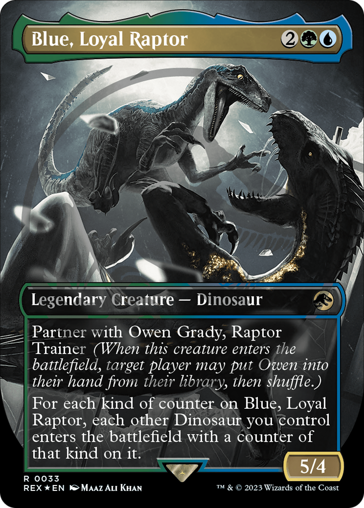 Blue, Loyal Raptor Emblem (Borderless) [Jurassic World Collection Tokens] | Golgari Games