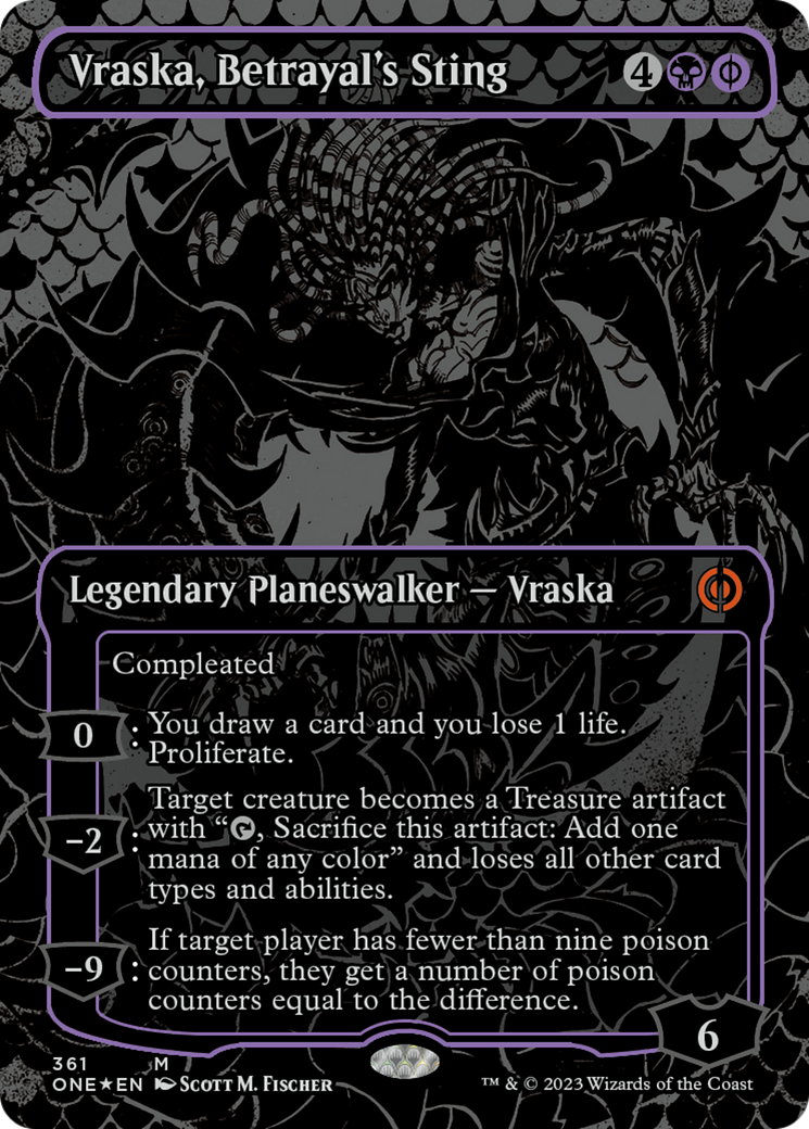 Vraska, Betrayal's Sting (Oil Slick Raised Foil) [Phyrexia: All Will Be One] | Golgari Games