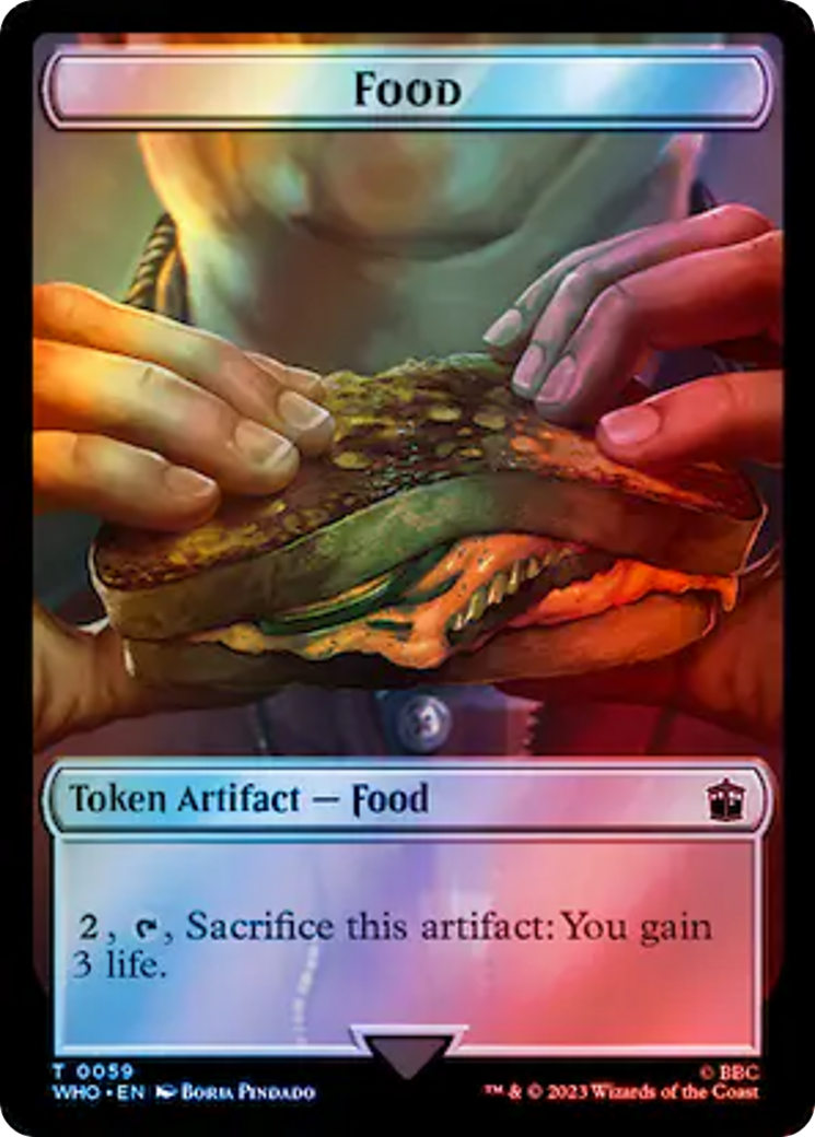 Human (0037) // Food (0059) Double-Sided Token (Surge Foil) [Doctor Who Tokens] | Golgari Games