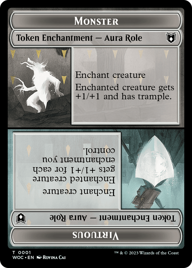 Copy // Monster Role / Virtuous Role Double-Sided Token [Wilds of Eldraine Commander Tokens] | Local Legends