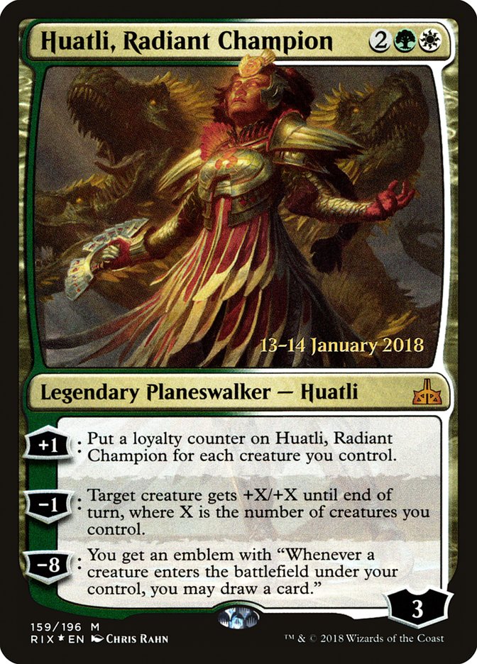 Huatli, Radiant Champion [Rivals of Ixalan Prerelease Promos] | Local Legends
