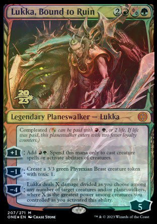 Lukka, Bound to Ruin [Phyrexia: All Will Be One Prerelease Promos] | Golgari Games