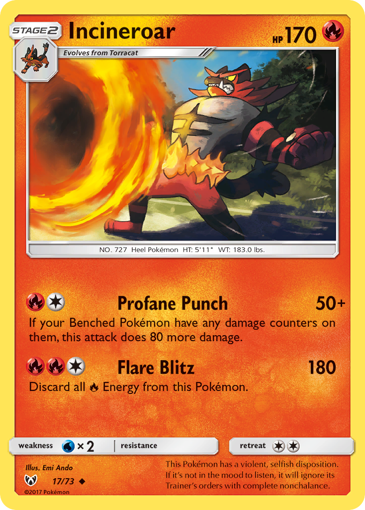 Incineroar (17/73) [Sun & Moon: Shining Legends] | Golgari Games