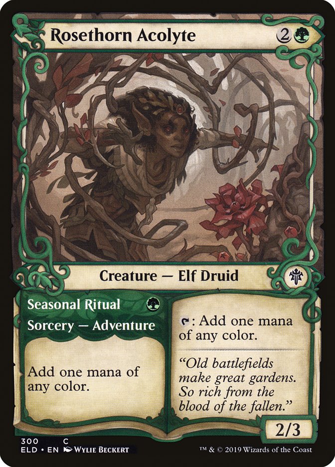 Rosethorn Acolyte // Seasonal Ritual (Showcase) [Throne of Eldraine] | Golgari Games