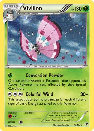 Vivillon (17/146) (Meadow Form/Pink Wings) (Cosmos Holo) [XY: Base Set] | Golgari Games