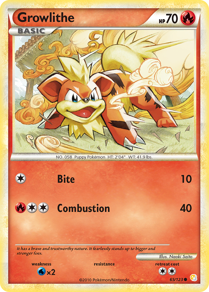 Growlithe (65/123) [HeartGold & SoulSilver: Base Set] | Golgari Games