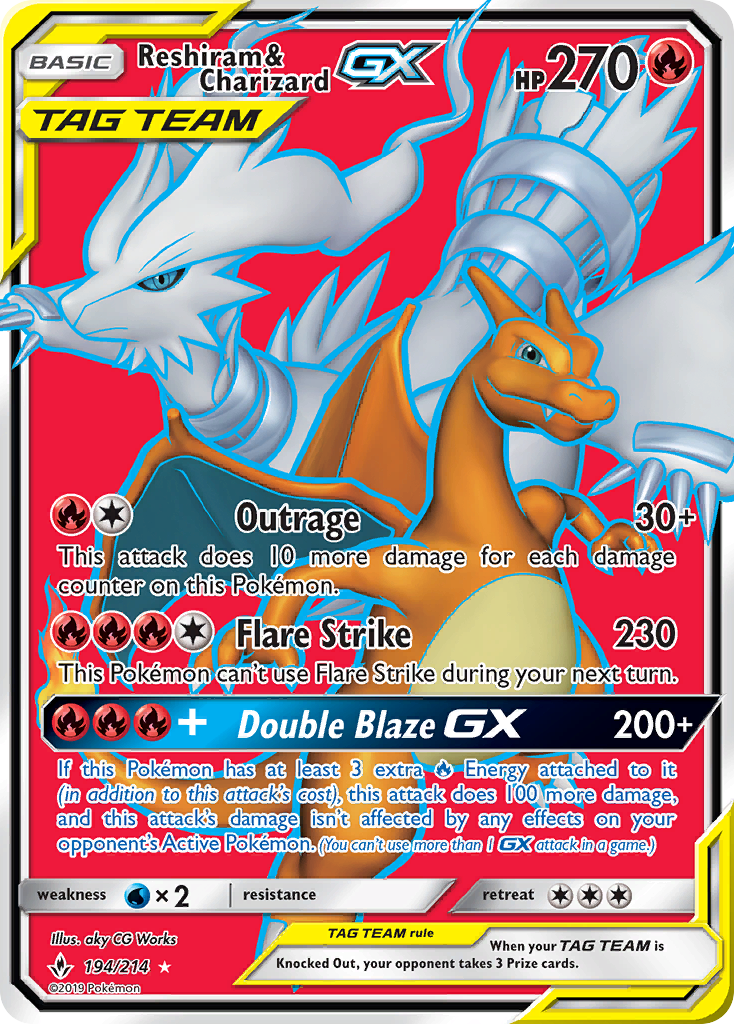 Reshiram & Charizard GX (194/214) [Sun & Moon: Unbroken Bonds] | Golgari Games