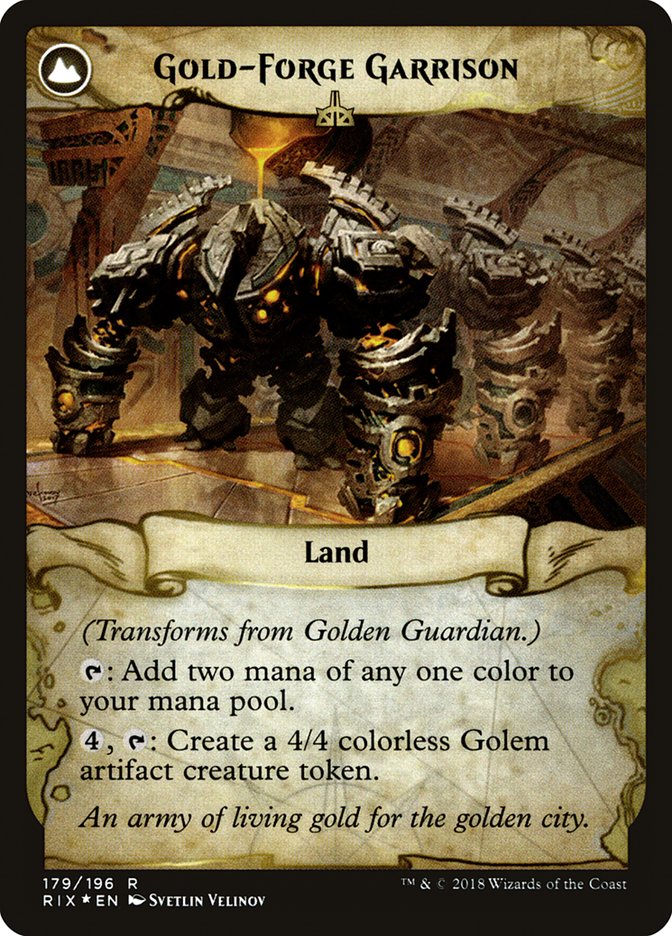 Golden Guardian // Gold-Forge Garrison [Rivals of Ixalan Prerelease Promos] | Golgari Games