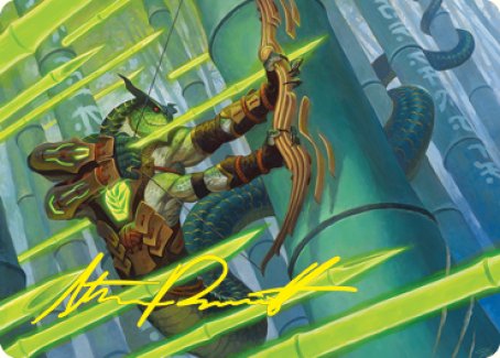 Bamboo Grove Archer Art Card (Gold-Stamped Signature) [Kamigawa: Neon Dynasty Art Series] | Golgari Games