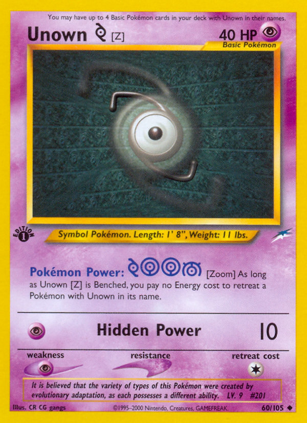 Unown [Z] (60/105) [Neo Destiny 1st Edition] | Golgari Games