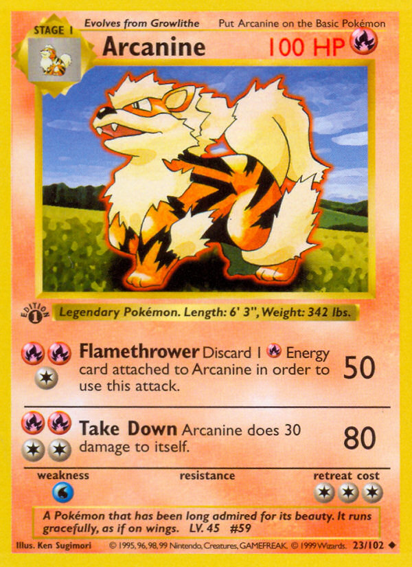 Arcanine (23/102) (Shadowless) [Base Set 1st Edition] | Golgari Games