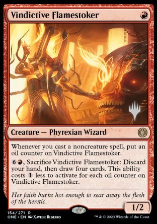 Vindictive Flamestoker (Promo Pack) [Phyrexia: All Will Be One Promos] | Golgari Games