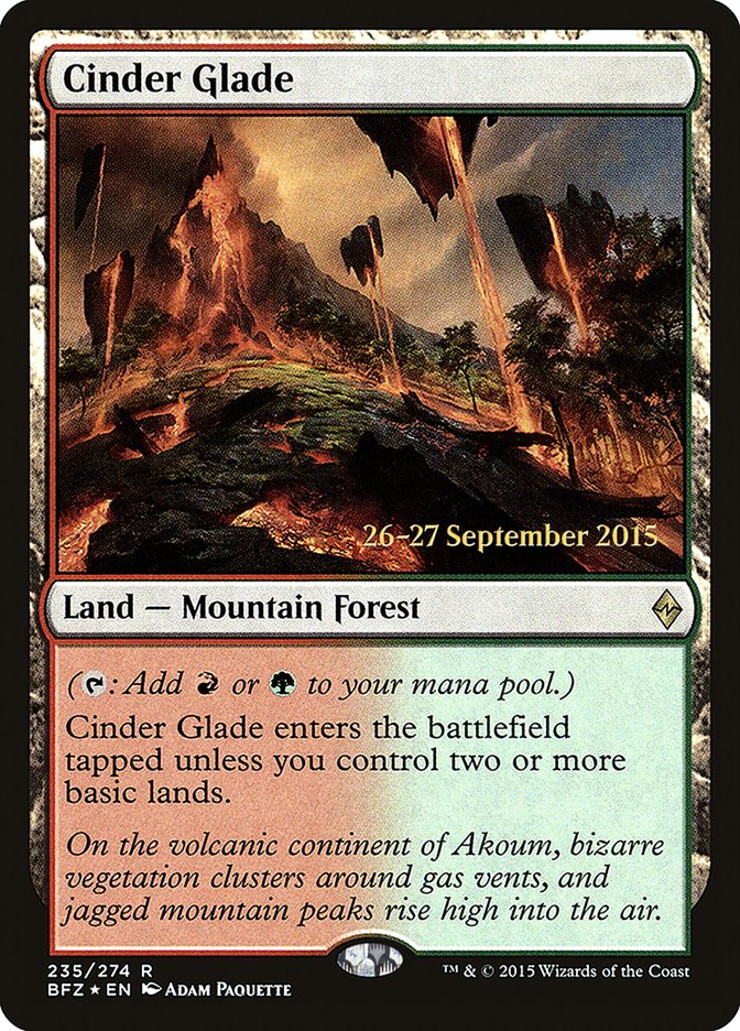 Cinder Glade [Battle for Zendikar Prerelease Promos] | Golgari Games