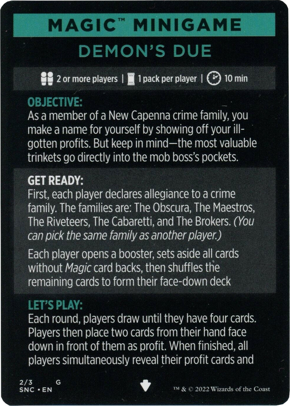 Demon's Due (Magic Minigame) [Streets of New Capenna Minigame] | Local Legends