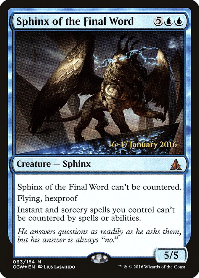 Sphinx of the Final Word [Oath of the Gatewatch Prerelease Promos] | Local Legends